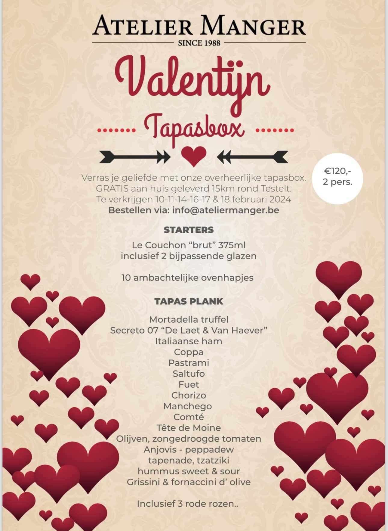 Valentijn tapas box menu